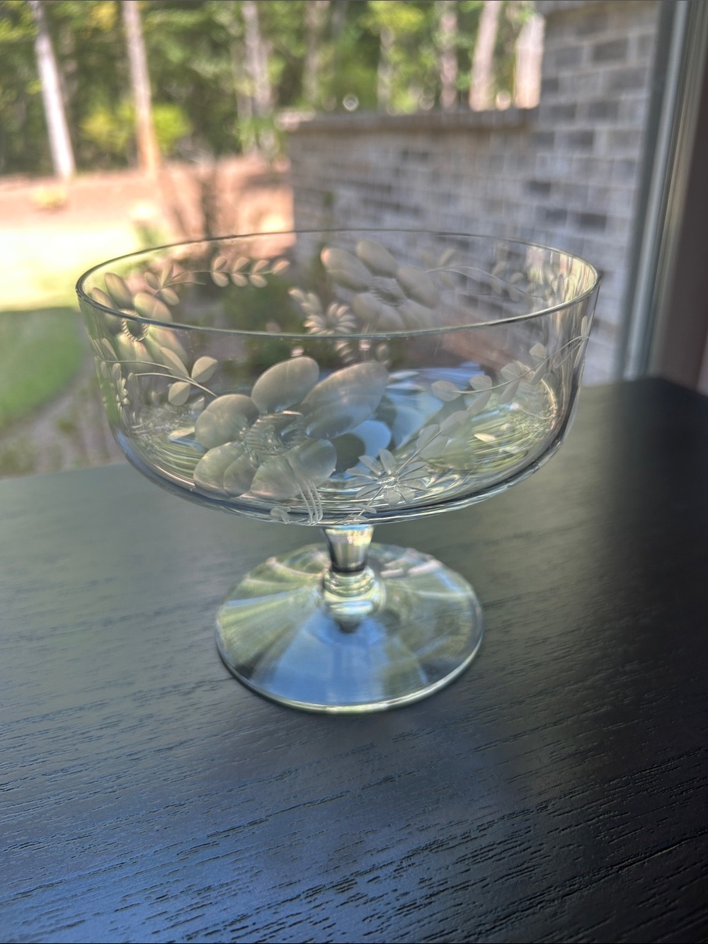 Vintage Princess House Fantasia Crystal Footed Dessert Bowl #575 Floral